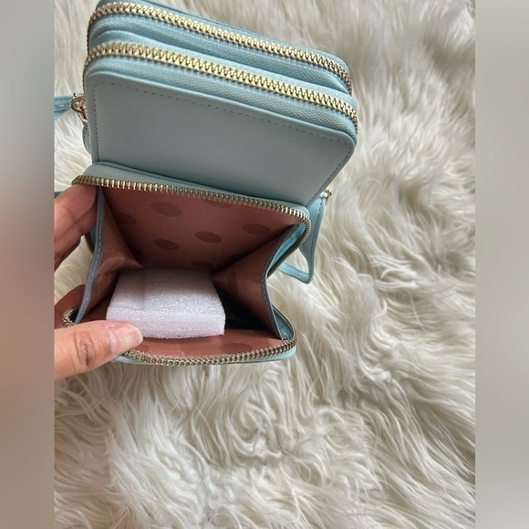 Light Blue Double Zipper Wallet Crossbody bag - Picture 3 of 3